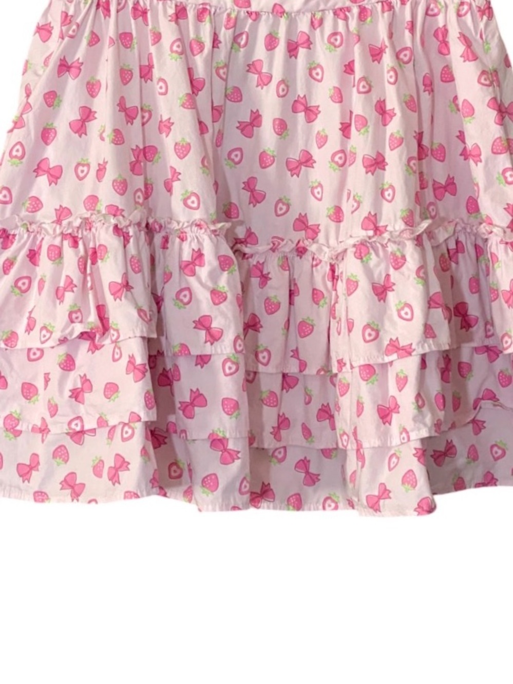 Hot Topic Strawberry Bow Mini Skirt M Pink Coquette Kawaii Fairy Kei - Picture 3 of 7
